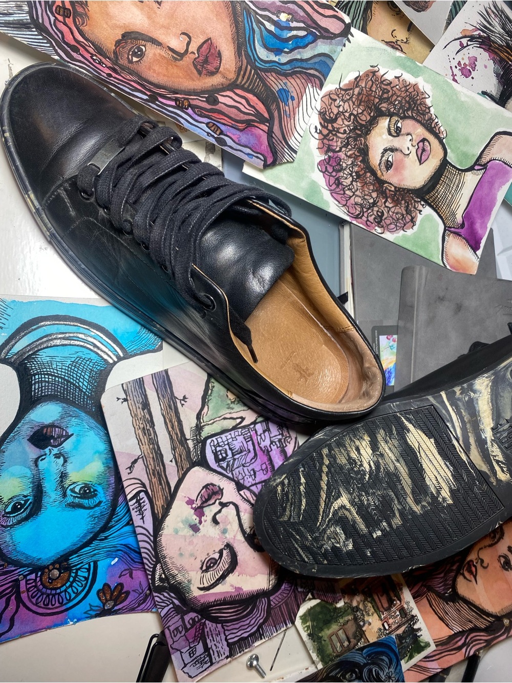 Frye Black Leather Low-Top Sneakers